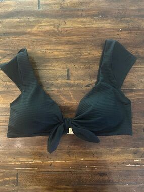 Boden Black Tie-Front Bikini Top